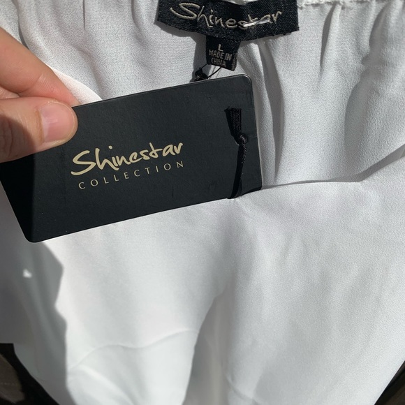 Shinestar flowy, scalloped, white tank top NWT - Picture 2 of 4